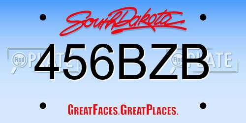456BZB South Dakota License Plate