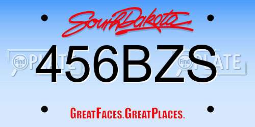 456BZS South Dakota License Plate