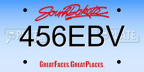 456EBV South Dakota License Plate