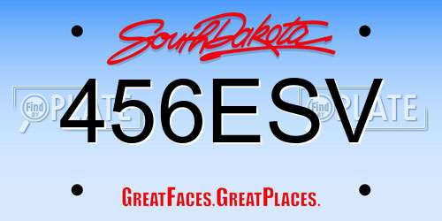 456ESV South Dakota License Plate