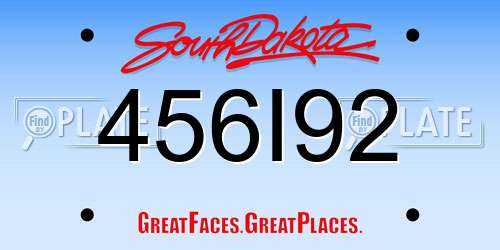 456I92 South Dakota License Plate