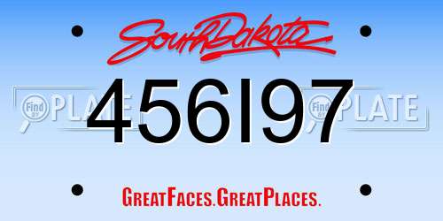 456I97 South Dakota License Plate