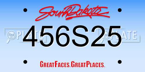 456S25 South Dakota License Plate