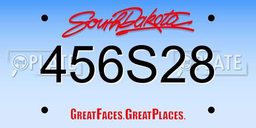 456S28 South Dakota License Plate