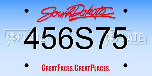 456S75 South Dakota License Plate