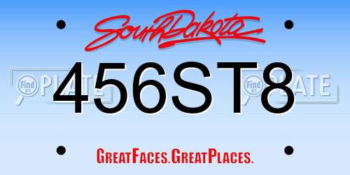 456ST8 South Dakota License Plate