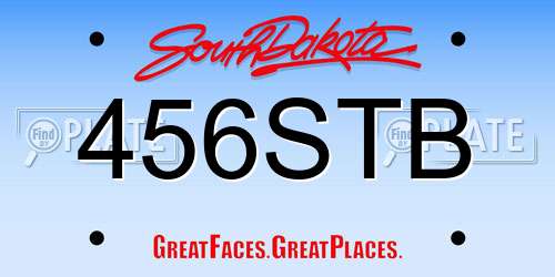 456STB South Dakota License Plate