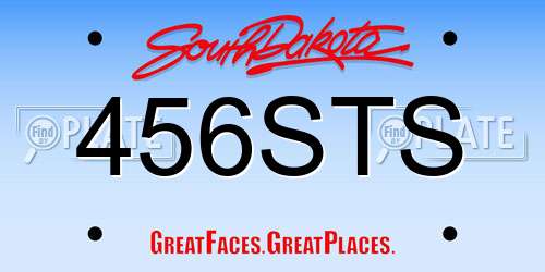 456STS South Dakota License Plate