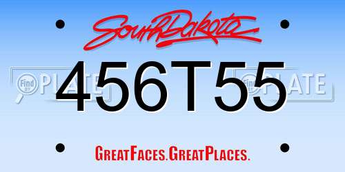 456T55 South Dakota License Plate