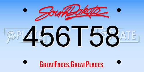 456T58 South Dakota License Plate