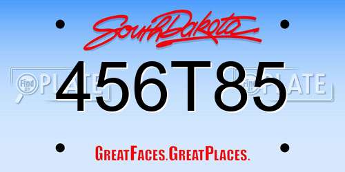 456T85 South Dakota License Plate