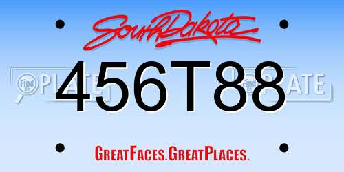 456T88 South Dakota License Plate