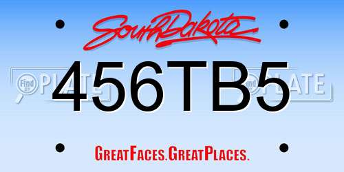 456TB5 South Dakota License Plate