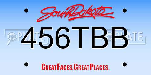 456TBB South Dakota License Plate
