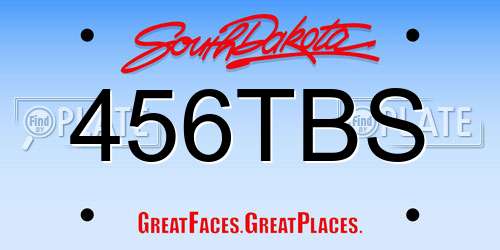456TBS South Dakota License Plate