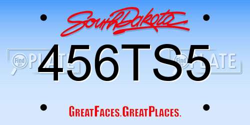 456TS5 South Dakota License Plate