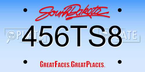 456TS8 South Dakota License Plate