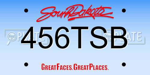 456TSB South Dakota License Plate