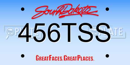 456TSS South Dakota License Plate