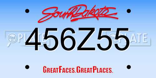 456Z55 South Dakota License Plate