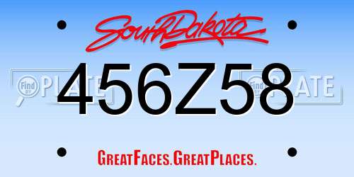 456Z58 South Dakota License Plate