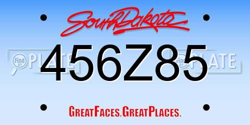 456Z85 South Dakota License Plate