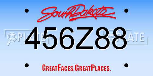 456Z88 South Dakota License Plate