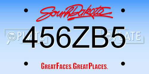 456ZB5 South Dakota License Plate