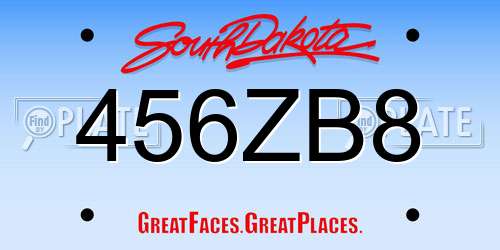 456ZB8 South Dakota License Plate