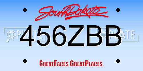 456ZBB South Dakota License Plate