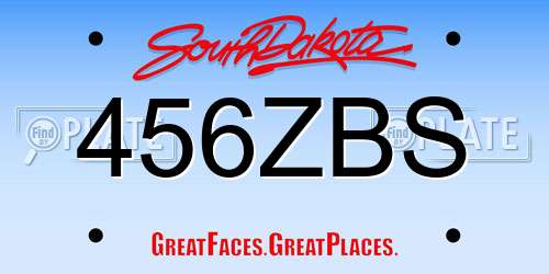 456ZBS South Dakota License Plate