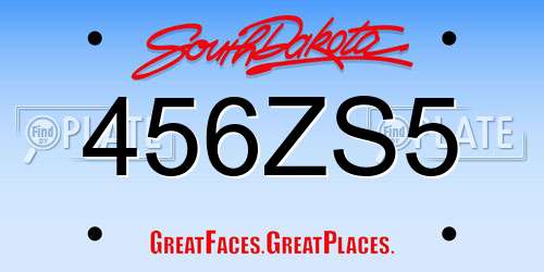 456ZS5 South Dakota License Plate