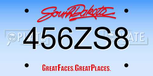 456ZS8 South Dakota License Plate