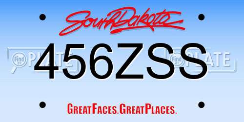 456ZSS South Dakota License Plate