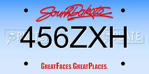 456ZXH South Dakota License Plate