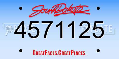 4571125 South Dakota License Plate