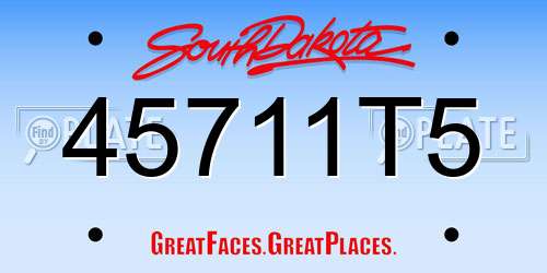 45711T5 South Dakota License Plate