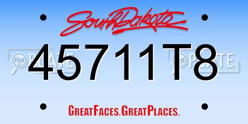 45711T8 South Dakota License Plate
