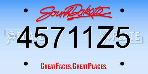 45711Z5 South Dakota License Plate
