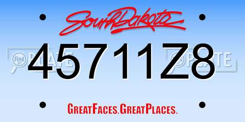 45711Z8 South Dakota License Plate