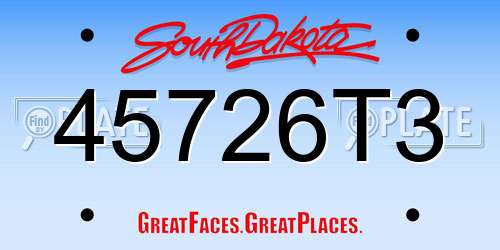 45726T3 South Dakota License Plate