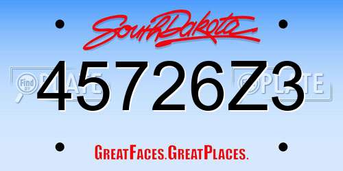 45726Z3 South Dakota License Plate