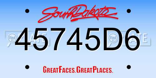 45745D6 South Dakota License Plate