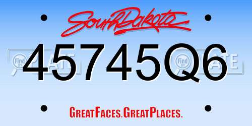 45745Q6 South Dakota License Plate