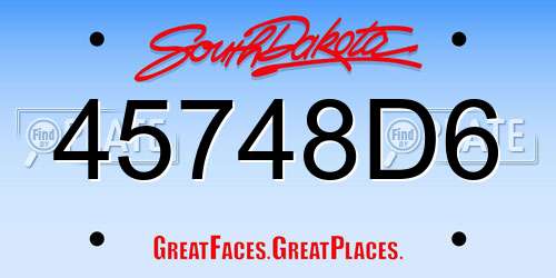 45748D6 South Dakota License Plate