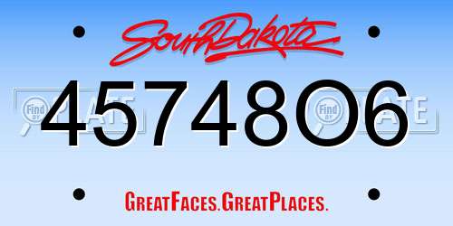 45748O6 South Dakota License Plate