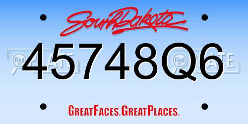 45748Q6 South Dakota License Plate