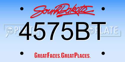 4575BT South Dakota License Plate