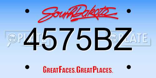 4575BZ South Dakota License Plate