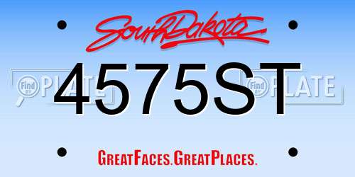 4575ST South Dakota License Plate
